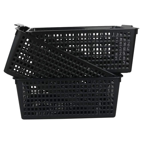 Yarebest Large Plastic Storage Basket Box, Cupboard Storage Baskets, 3-Pack (Black)