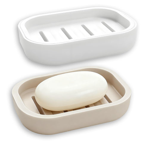 2 Pcs Soap Dish with Drain Plastic Sponge Holder, Non-Slip Design and Easy Cleaning, Soap Saver Tray for Bathroom and Travel Convenience