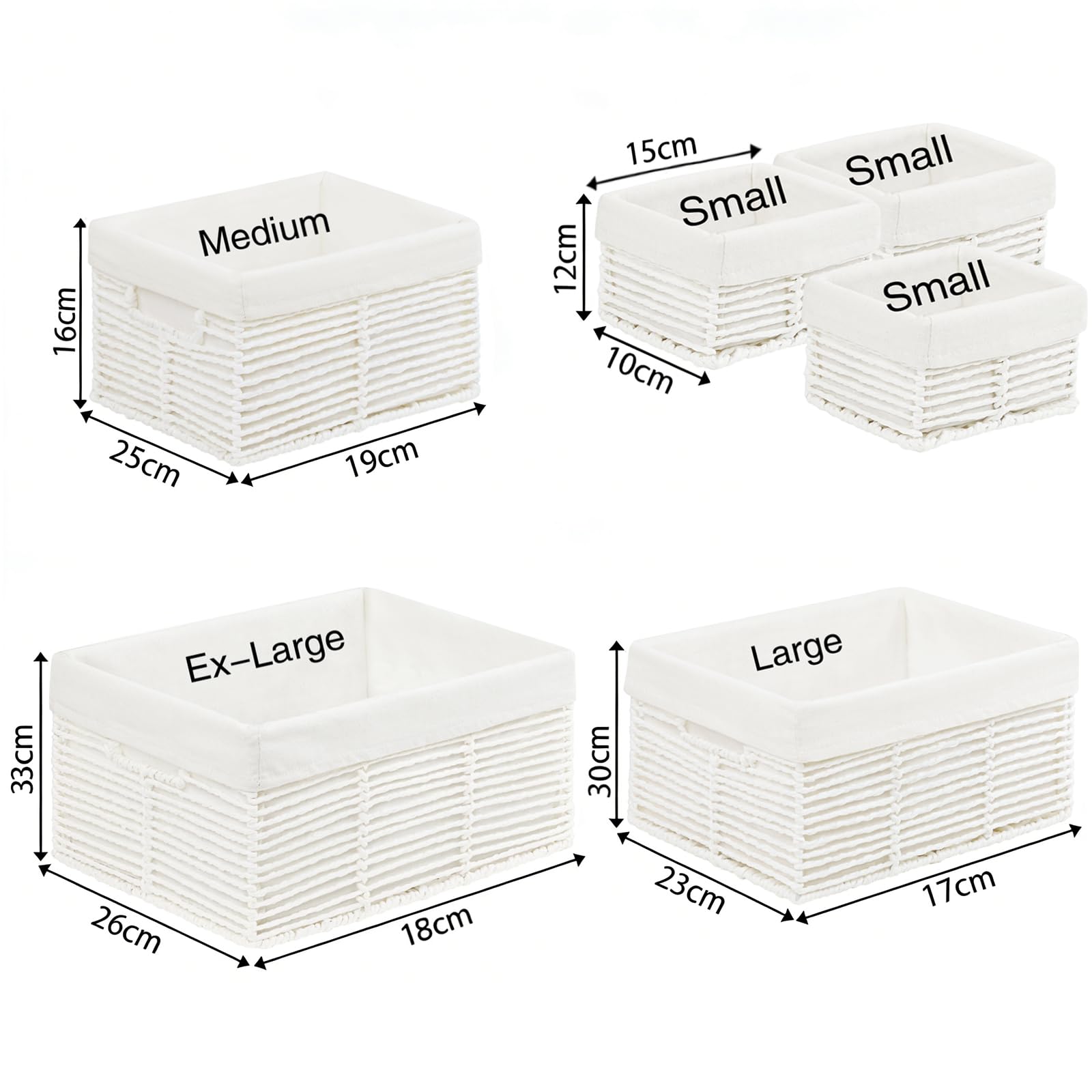 Vagusicc Wicker Storage Basket, Set of 6 Hand-Woven Display Hamper Basket with Handle, Wicker Basket for Shelves Closet