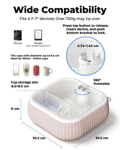 Viozon Couch Cup Holder Tray with Phone Stand, For 4-4.7" Device, Floating Bathtub&Pool Caddy, EPP Foam Sofa Arm Tray