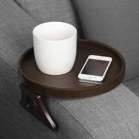 Sofa Arm Table Clip-On Tray for Drinks, Remote & Phone Holder