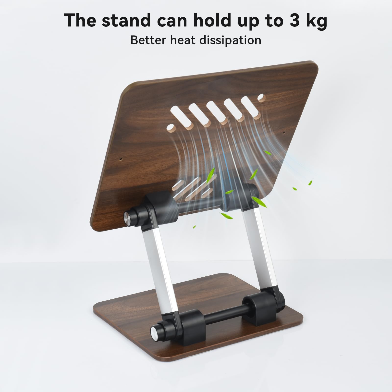 aceyoon Adjustable Laptop Stand for Desk Wooden, Foldable Laptop Riser Holder with Heat-Vent