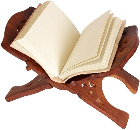 IBLAY Beautifully Hand Carved Quaran Holy Geeta Bible Holder Support Folding Religious Prayer Stand Wooden Holy Book Stand