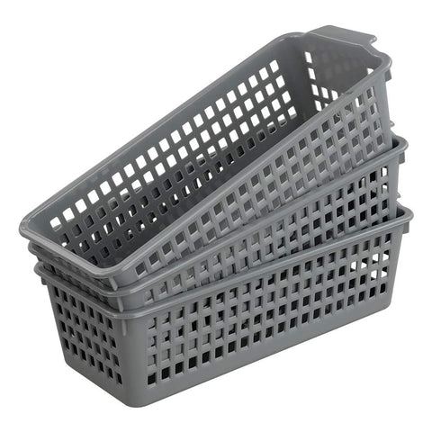 Yarebest 3-pack Small Plastic Storage Basket, Slim Organizer Baskets
