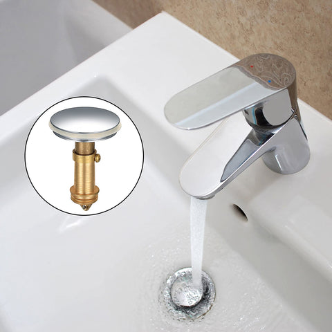 38mm Pop Up Sink Plugs, Bathroom Push Drain Stopper, Brass Chrome