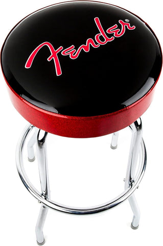 Fender Red Sparkle Logo Barstool, Padded Swivel Guitar Stool, 30 In