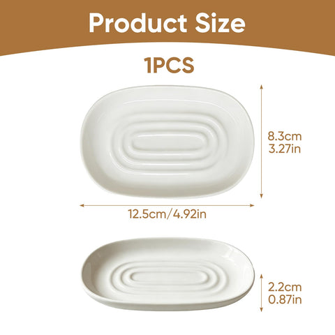 Anti Slip Ceramic Soap Dish – Minimal White Soap Dish for Bathroom – Soap Tray Dish for Shower, Kitchen and Sink