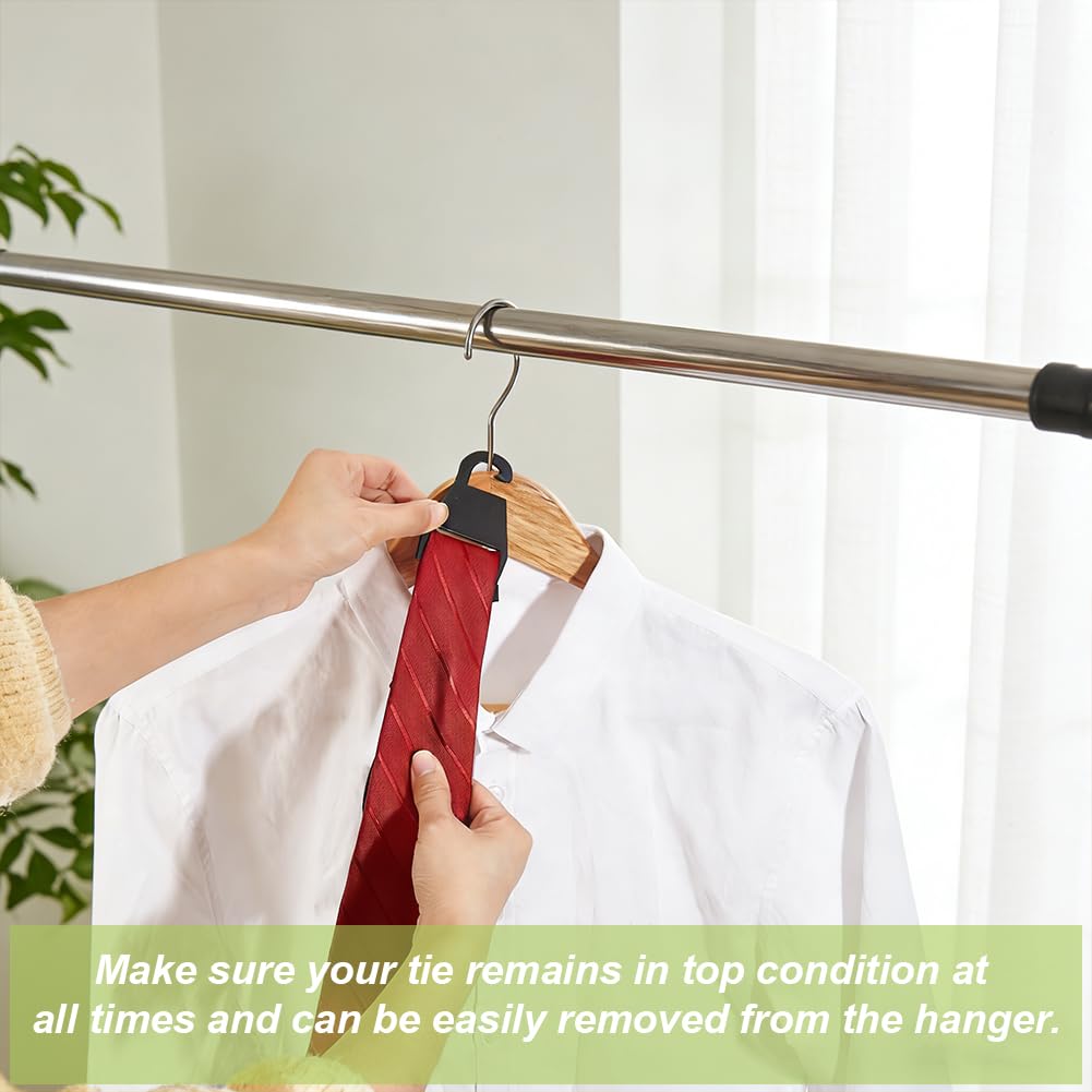 AHANDMAKER 50Pcs Black Tie Hanger Plastic Neck Tie Holders Organizer for Retail Display Closet Storage Space Saving Plastic Neck Tie Hook Hangers for