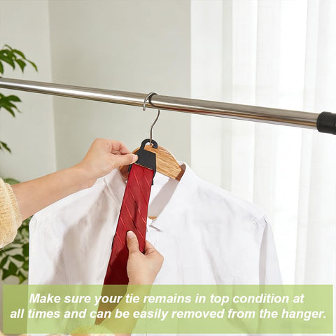 AHANDMAKER 50Pcs Black Tie Hanger Plastic Neck Tie Holders Organizer for Retail Display Closet Storage Space Saving Plastic Neck Tie Hook Hangers for