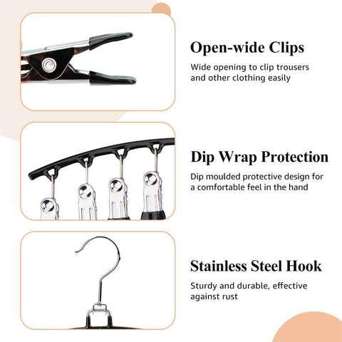 HONZUEN Trouser Hangers with Clips, 2 Pack Space Saving Hangers