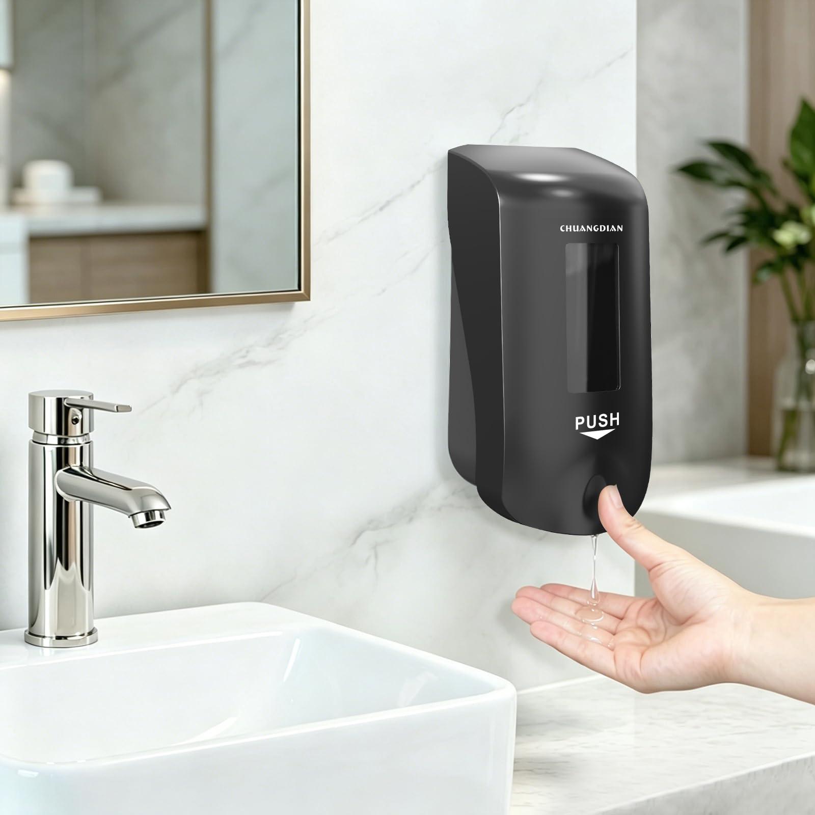 CHUANGDIAN Hand Soap Dispenser Wall Mounted 1000ml, Black