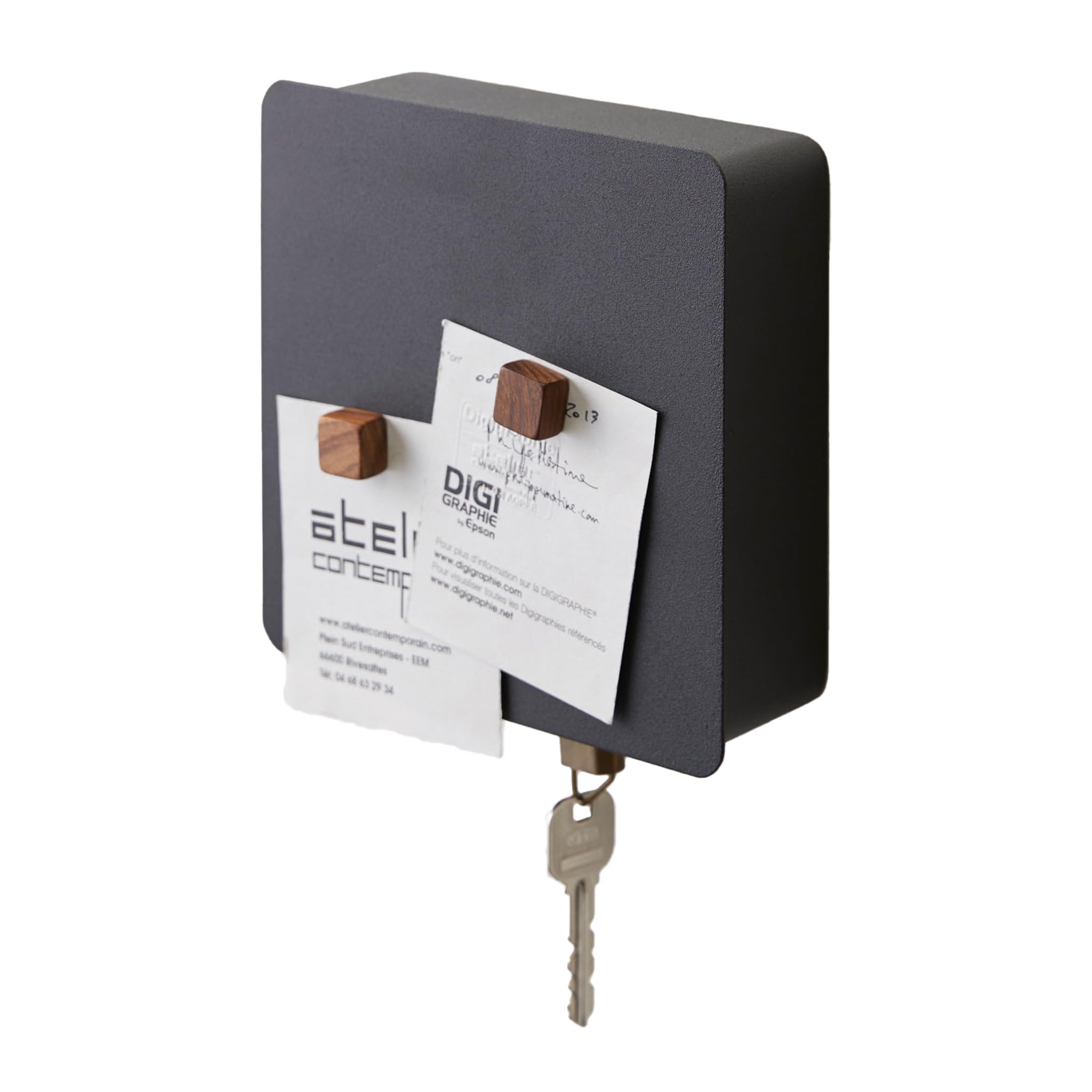 YAMAZAKI 4800 TOWER Magnetic Key Box, black, Steel, Minimalist, 15.8 x 5.5 x 15.8 cm