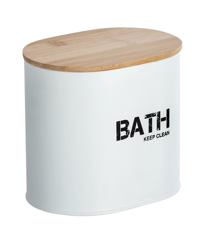 WENKO 23699100 Bathroom Box, White/Brown, 14.5 x 13.5 x 10.5 cm