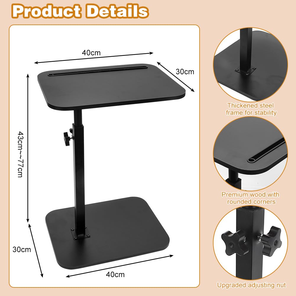 C-Shape Side Table, Height Adjustable, Small Side Table, Couch, 360° Rotating Sofa Table, Coffee Table, Side Table, Sofa Table, Bed Table for Couch