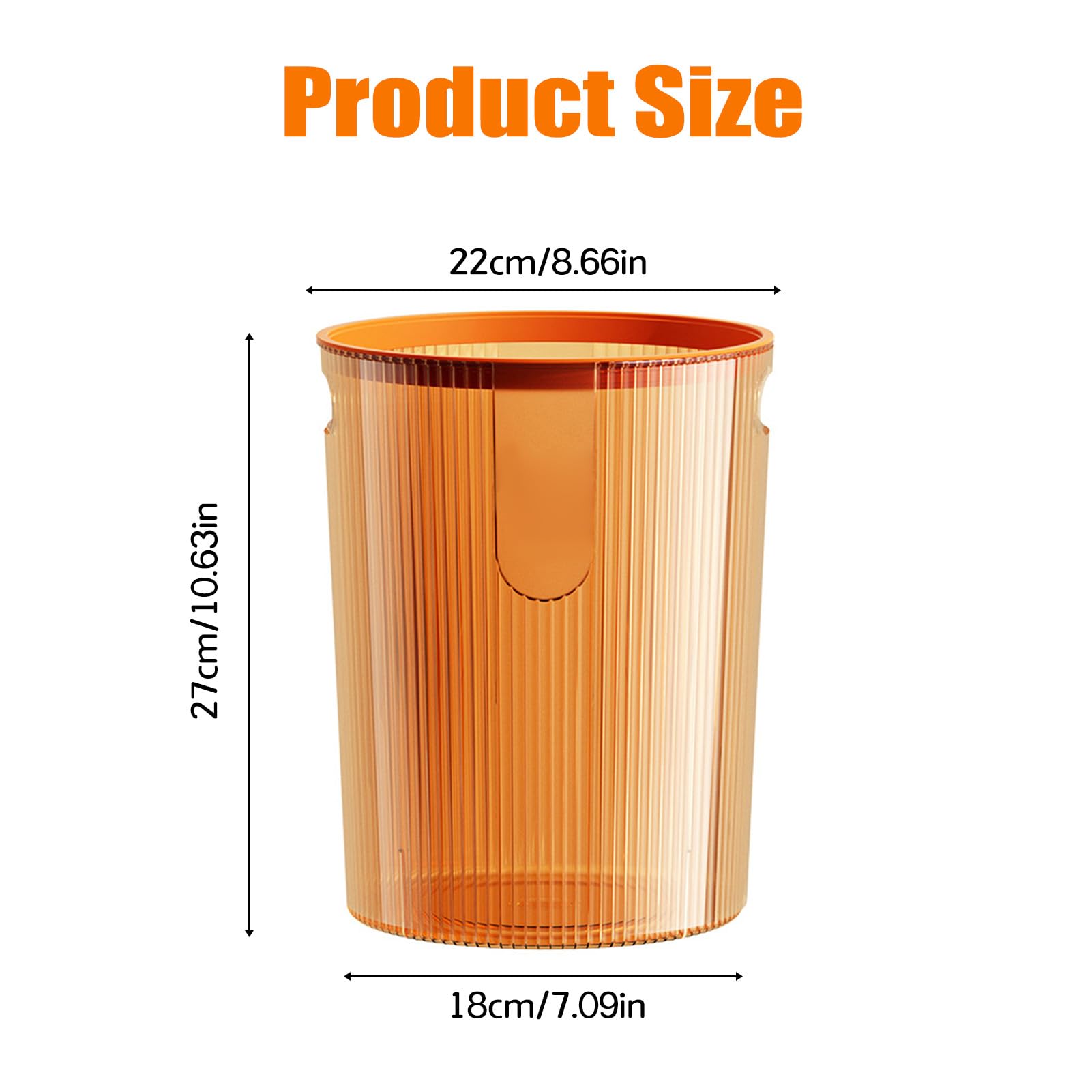 Jenngaoo Transparent Plastic Bin - 8L Round Waste Paper Basket for Kitchen, Bathroom, Office | Compact Rubbish Bin with Handles