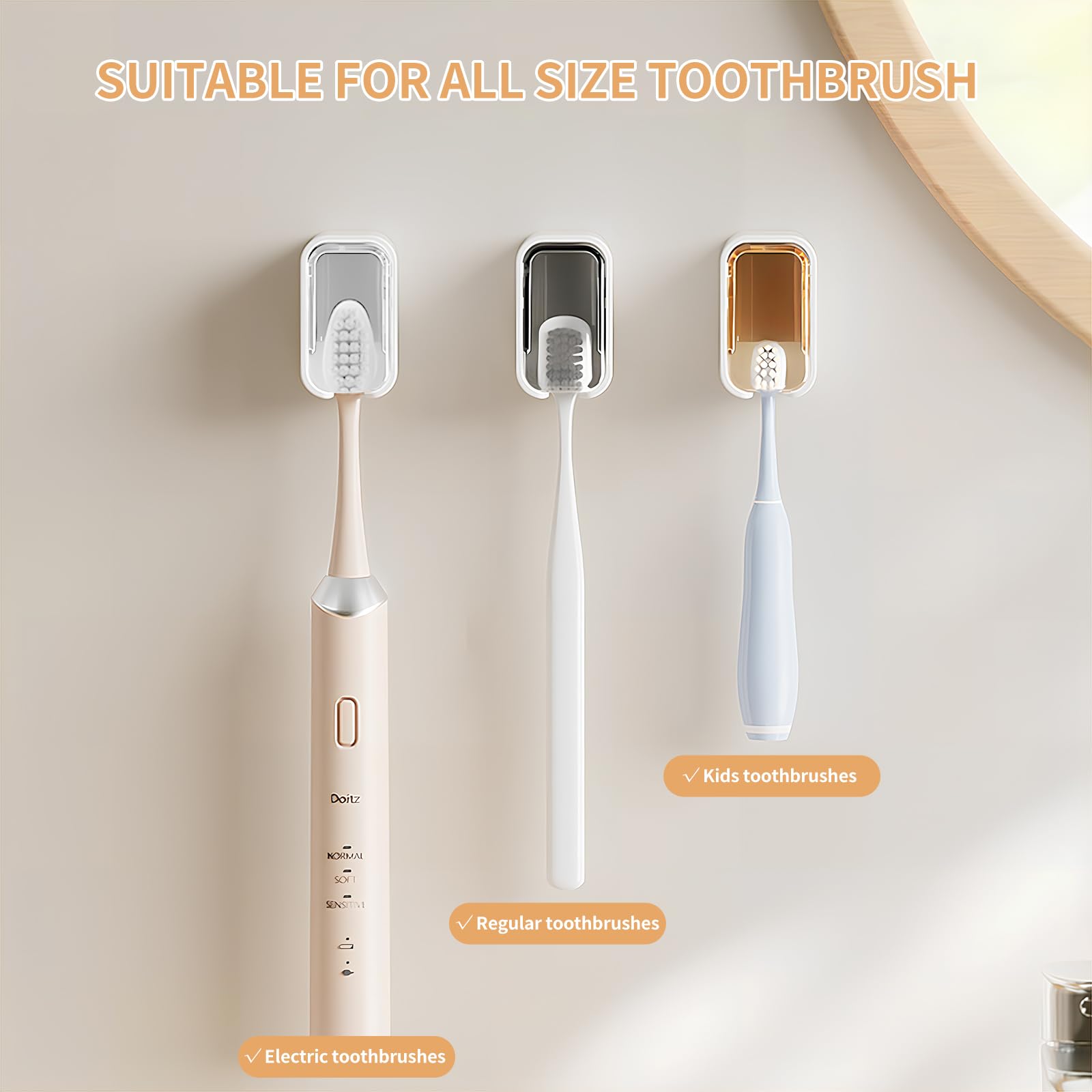 Wall Mounted Toothbrush Holders for Bathroom,Strong Self Adhesiv