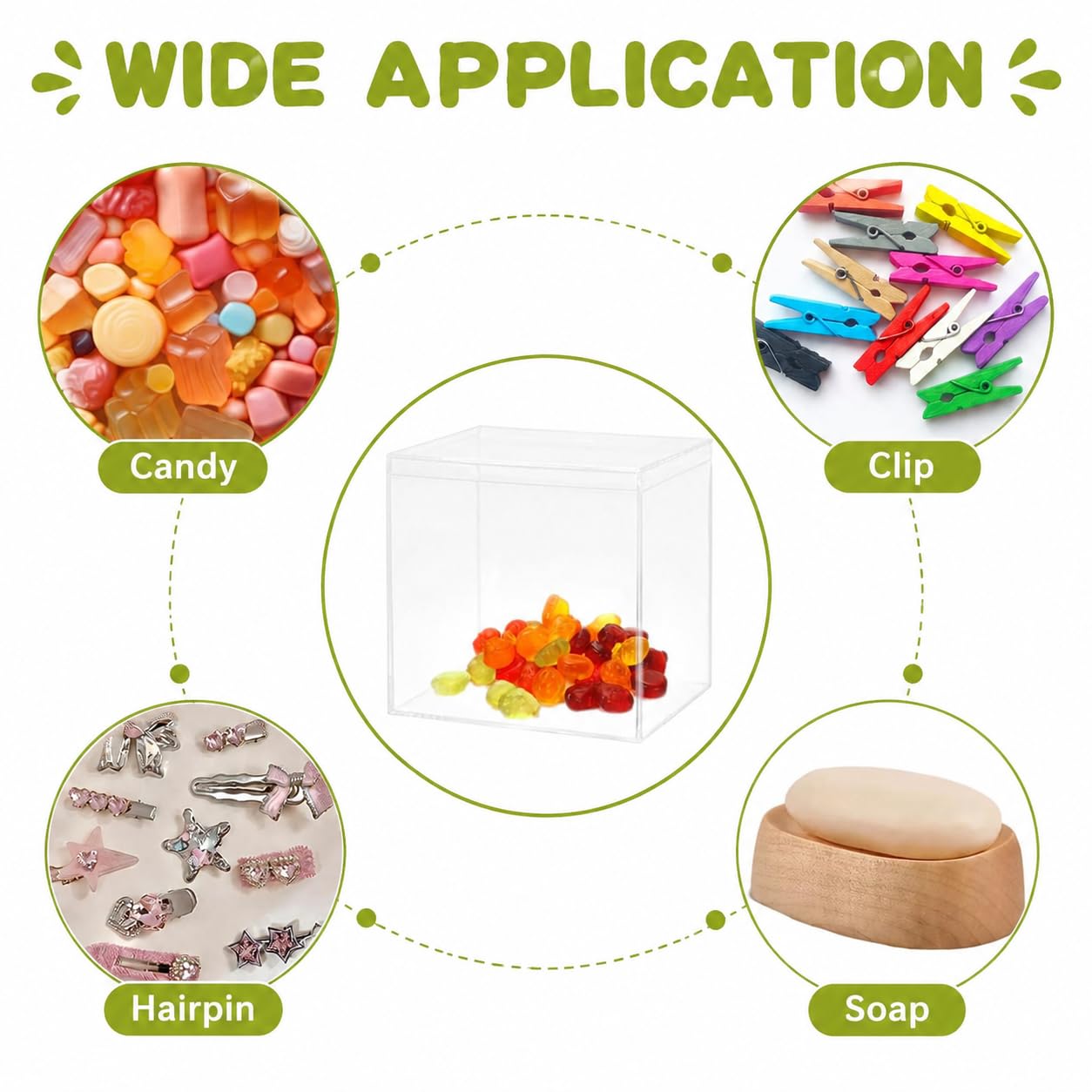 Keboyoe 6pcs 7.5x7.5x7.5cm Acrylic Display Boxes with Lid for Storage Candy