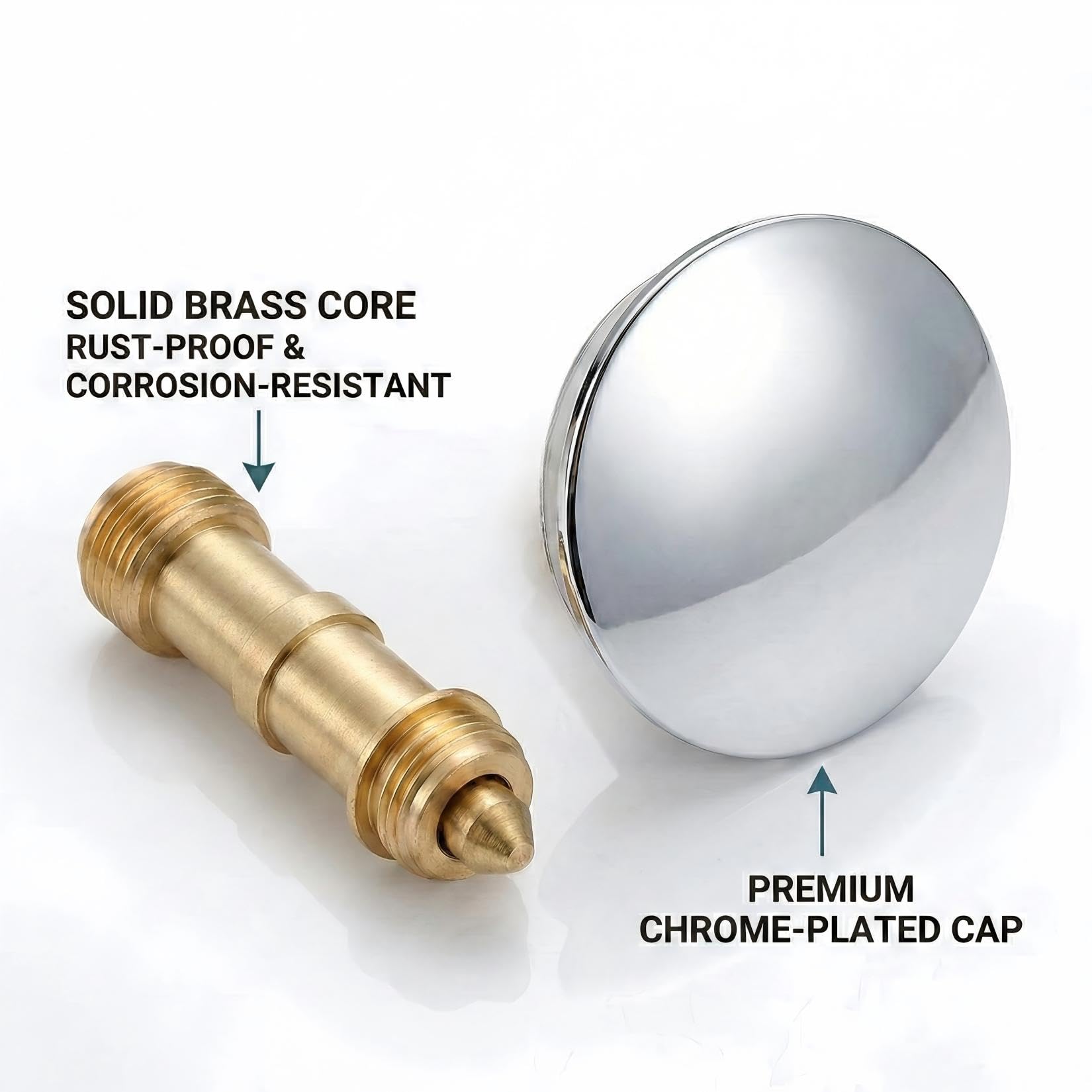 Peygre 2 Pcs Brass Push-In Sink Plug, 36-39mm, 67mm Chrome