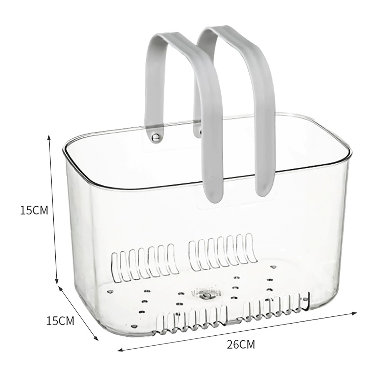 NOENNULL Shower Caddy Basket, Plastic Storage Basket with Handle, Large Capacity Storage Portable Shower Caddy Hollow Design Clear Bathroom Basket