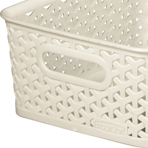 Curver My Style Storage Baskets, Stackable & Durable, 4 Litres Each, Cream (Set of 4)