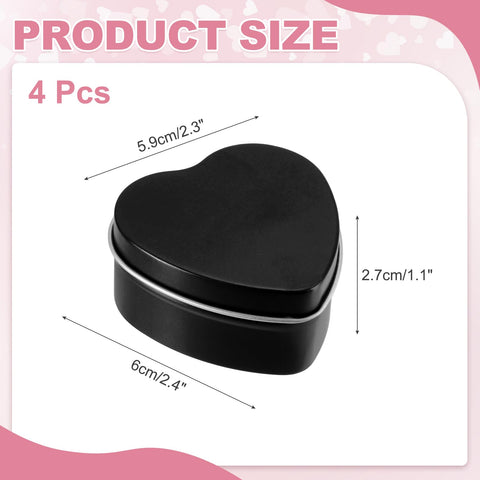 sourcing map 4Pack Metal Tin Box, 2.4x2.3x1.1 Heart Empty Tinplate Containers with Lids