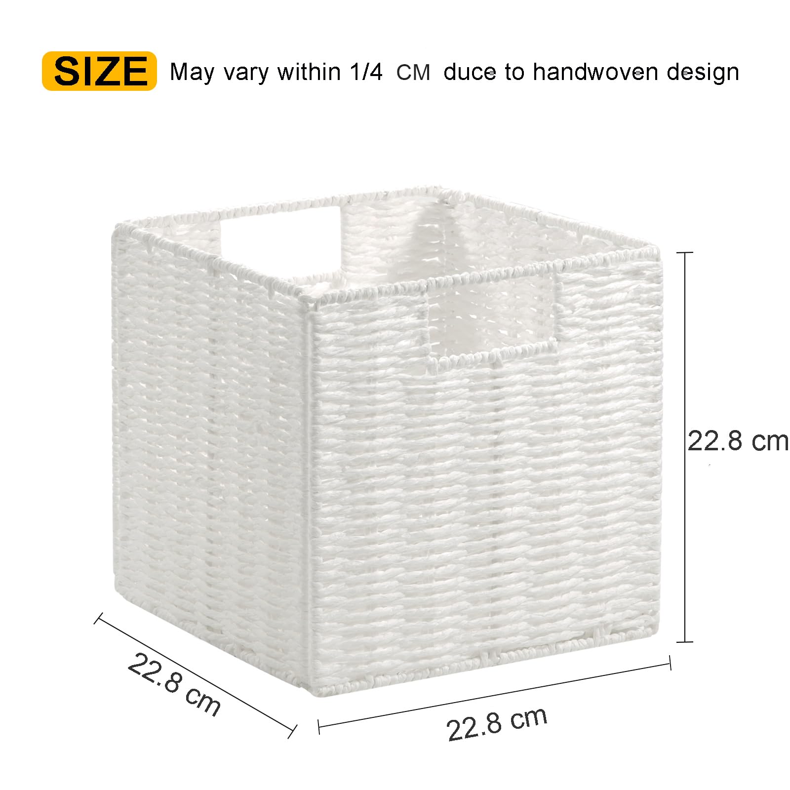 Vagusicc Storage Cubes, Collapsible Storage Boxes, Woven Storage Basket 23x23cm, Small Storage Baskets with Handles, Cube Storage Bins for Bedroom