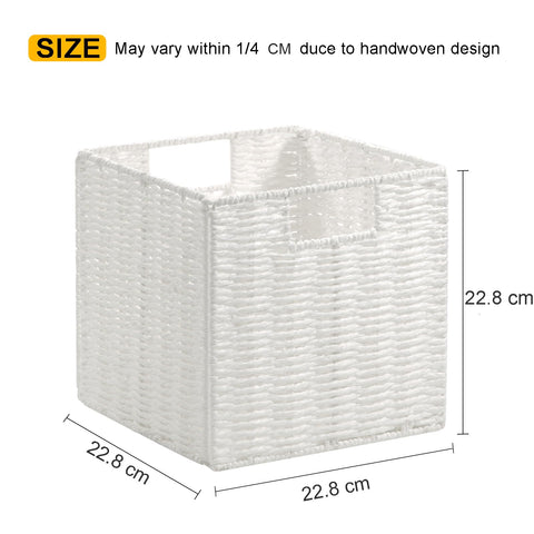 Vagusicc Storage Cubes, Collapsible Storage Boxes, Woven Storage Basket 23x23cm, Small Storage Baskets with Handles, Cube Storage Bins for Bedroom