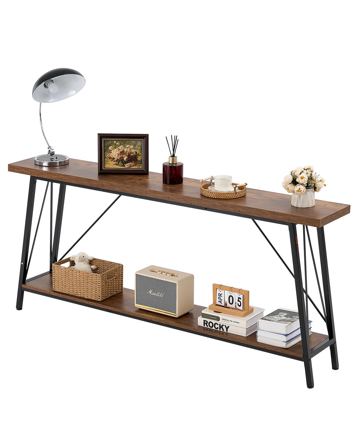 VEVOR Narrow Console Sofa Table, 70.9 inches Behind Couch Table, 2-Tier Long Entryway Table and Skinny Hallway Table