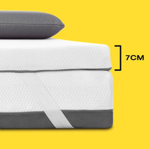 Ferlex Memory Foam Mattress Topper 80 x 190 cm, 100% Viscose, Thickness 7 cm, Made in Spain, Breathable and Removable Cover