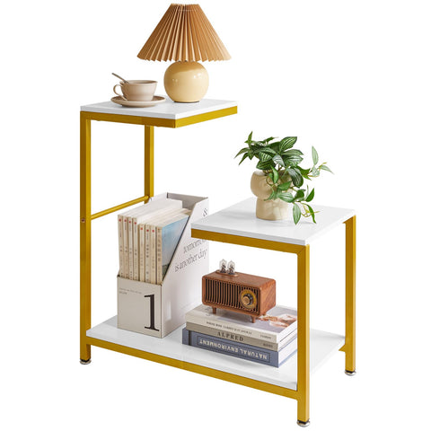 Aibiju G-Shaped Side Table, Sofa Side Table Corner End Tables for Living Room, Couch, Bedroom, Balcony Flower Stand, White YD-TM053W