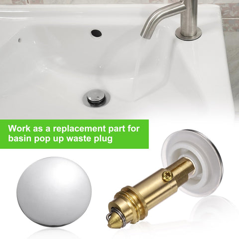 sourcing map Basin Sink Clicker, Replacement Sink Basin Clicker Brass Push Spring Plug for Home Bathroom Bathtub Sinks Drain Stopper