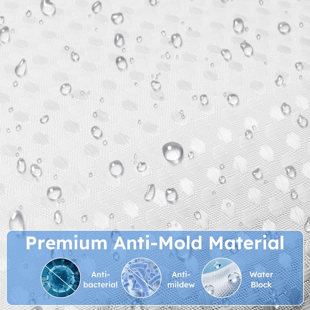 APXEL White Waffle Shower Curtain, Mould Proof Waterproof Shower Curtains