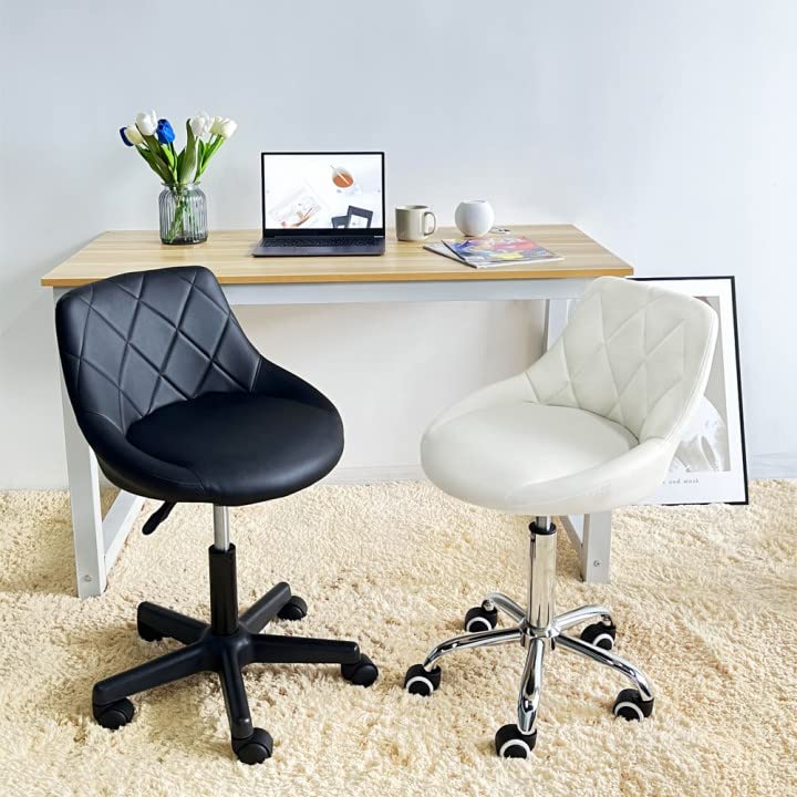 KKTONER Office Computer Desk Chair Mid Back PU Leather Height Adjustable Swivel Modern Task Chair Home Vanity Chair Drafting Work SPA Salon Stools