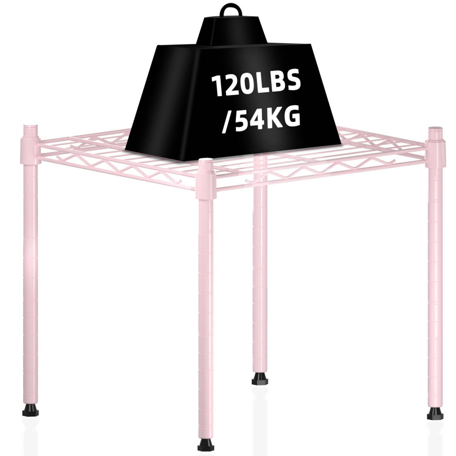 CLCARE Stacking Shelf Adjustable, Stackable & Expandable, Heavy Duty Storage Shelving Unit, Cabinet Organizer Shelf (Pink,1-Tier)