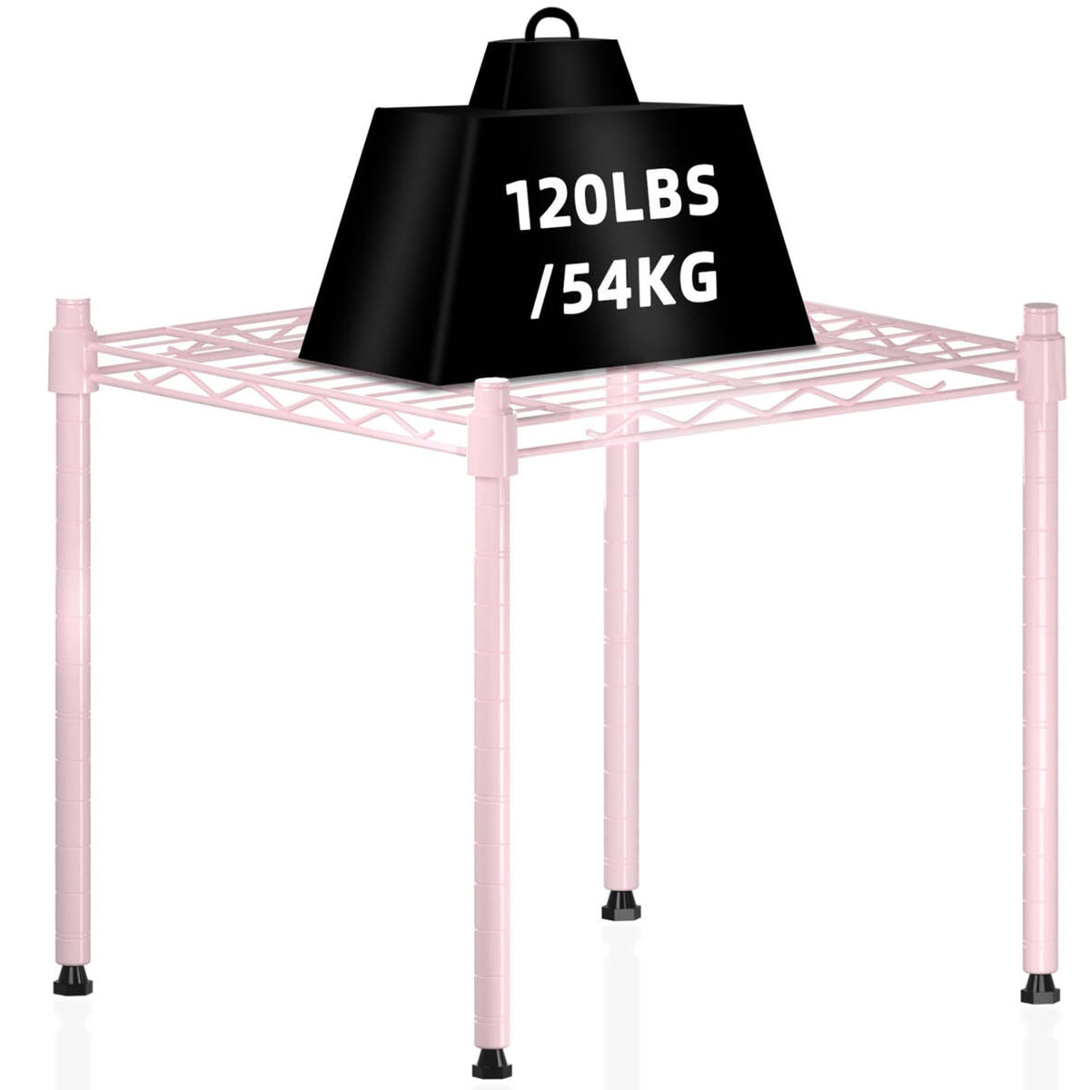 CLCARE Stacking Shelf Adjustable, Stackable & Expandable, Heavy Duty Storage Shelving Unit, Cabinet Organizer Shelf (Pink,1-Tier)