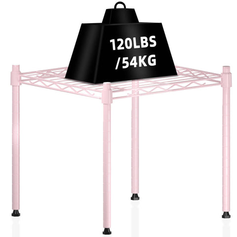 CLCARE Stacking Shelf Adjustable, Stackable & Expandable, Heavy Duty Storage Shelving Unit, Cabinet Organizer Shelf (Pink,1-Tier)