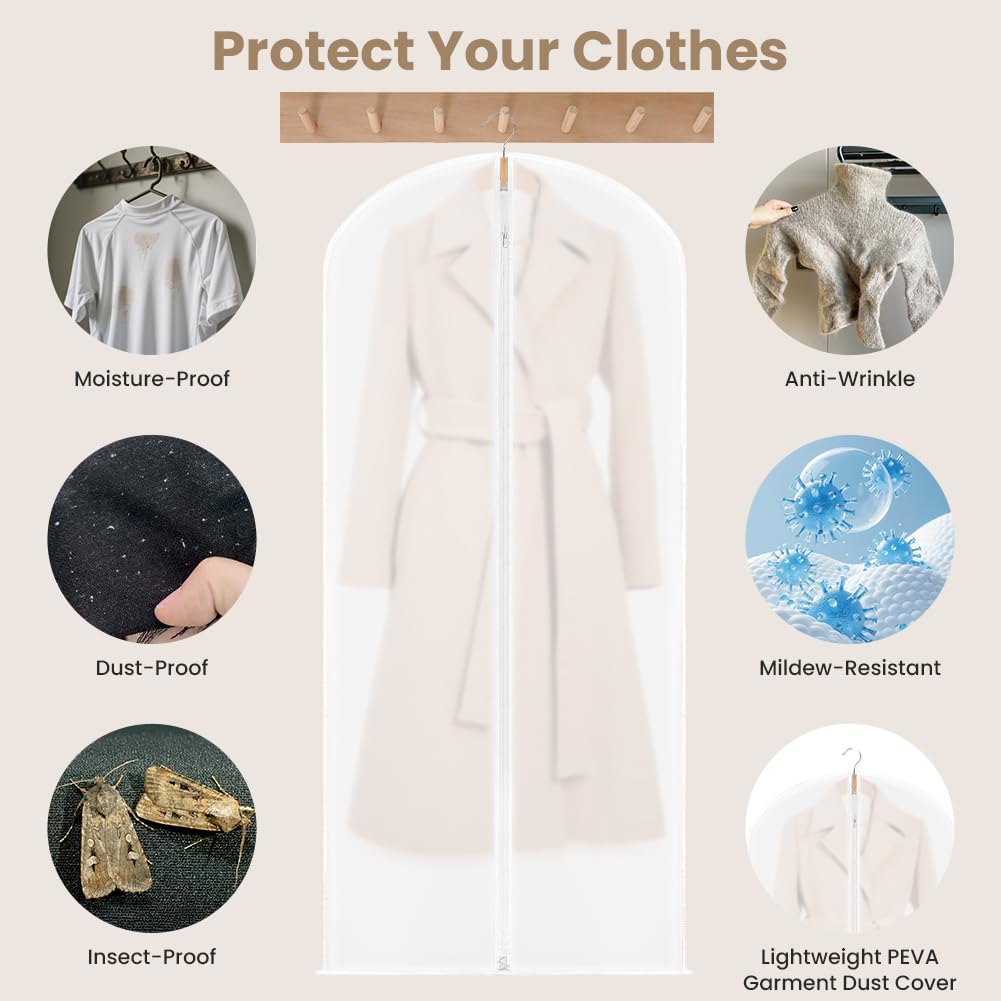 HOTUT 6 PCS Transparent Dustproof Suit Covers Set,60×120CM Garment Bags