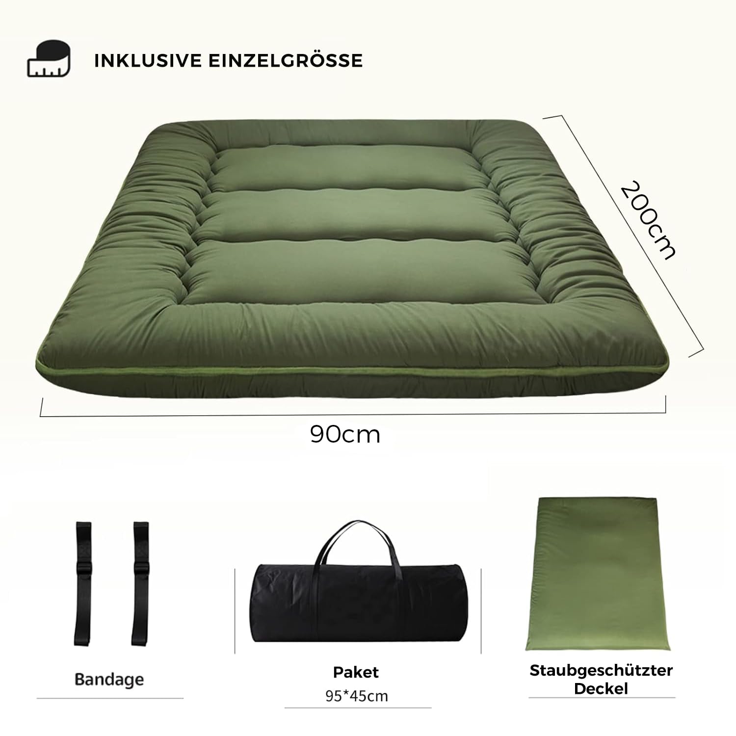 MAXYOYO Japanese Floor Mattress Futon Mattress, Thicken Tatami Mat Sleeping Pad Foldable Roll Up Mattress Dormitory Mattress Pad Floor Lounger Pillow