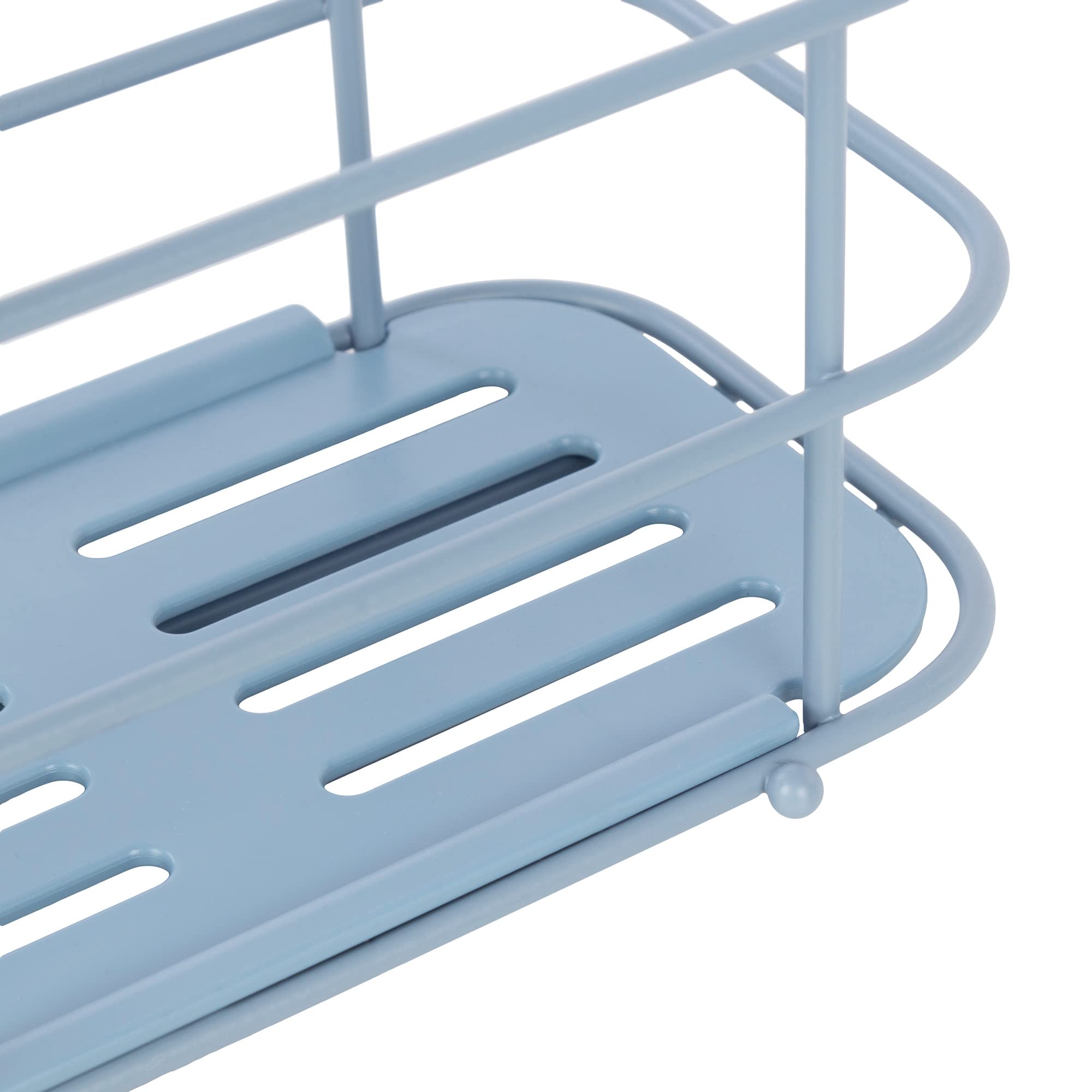 Compactor Grena Small Wall-Mounted Shelf, Self-Adhesive, 19X11X16(H) cm, Blue, Powder Coated Metal