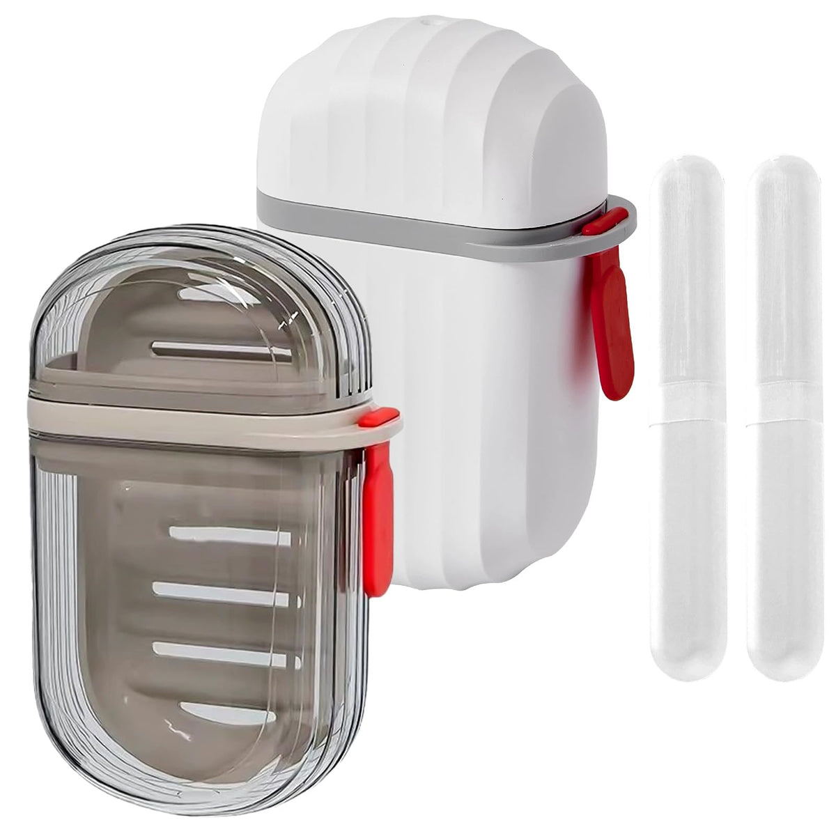 2 Pcs Travel Soap Case with 2 Travel Toothbrush Case, VEGCOO Portable Soap Box Waterproof & Leakproof Soap Container Soap Holder