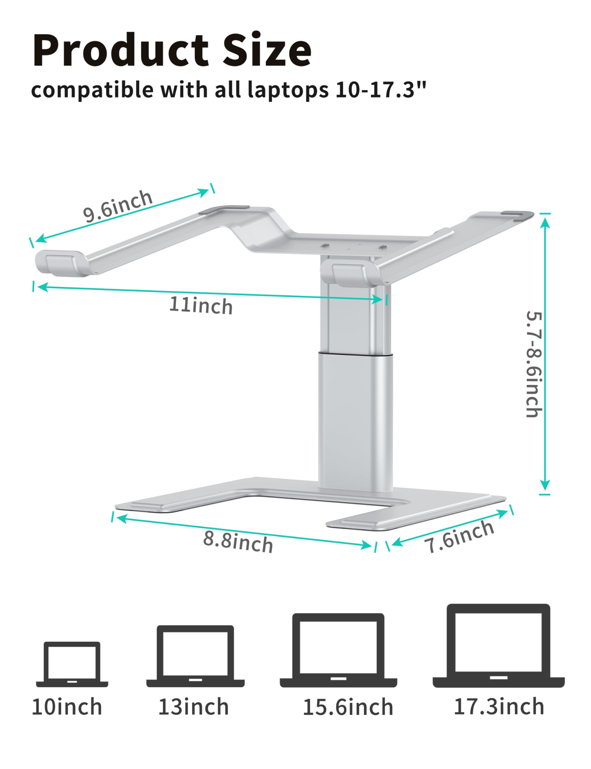 ALASHI Laptop Stand for Desk, Computer Stand Adjustable Height, Ergonomic Notebook Laptop Riser