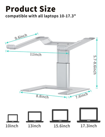 ALASHI Laptop Stand for Desk, Computer Stand Adjustable Height, Ergonomic Notebook Laptop Riser