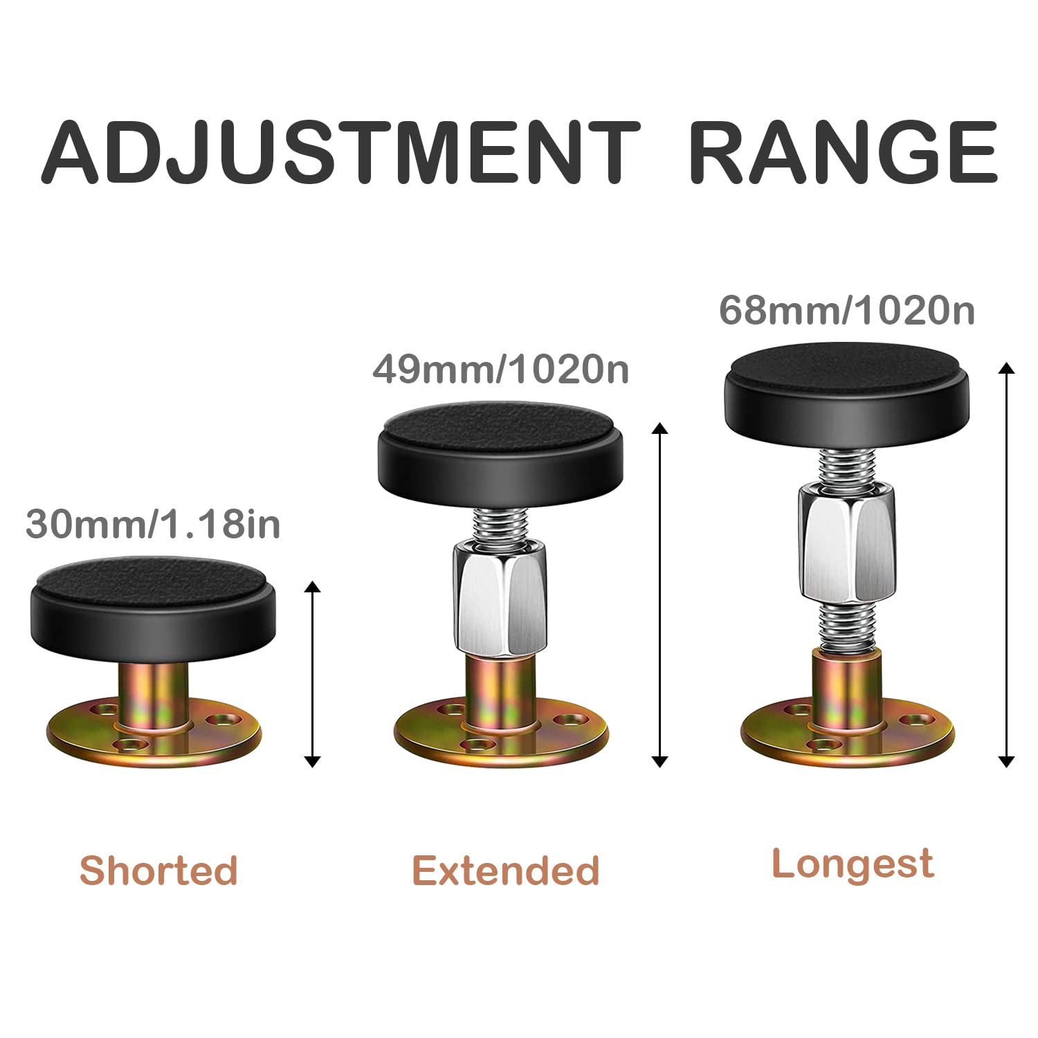 Krisler Headboard Bumper for the Wall, Adjustable Iron Bed Frame, Anti-Shake Tool, Easy Installation, Wall Protection, 30–64 mm (2 Pieces)