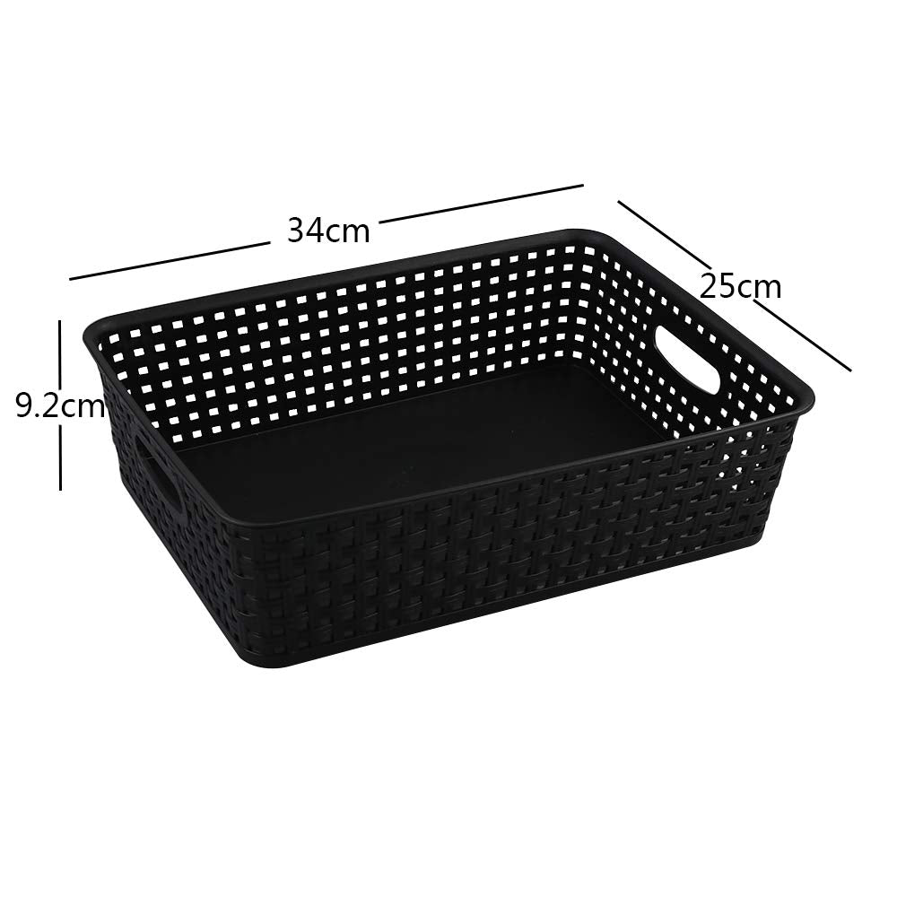 Bringer Plastic Office Paper Storage Basket Tray, Set of 6 A4 Size Storage Basket Tray, Black