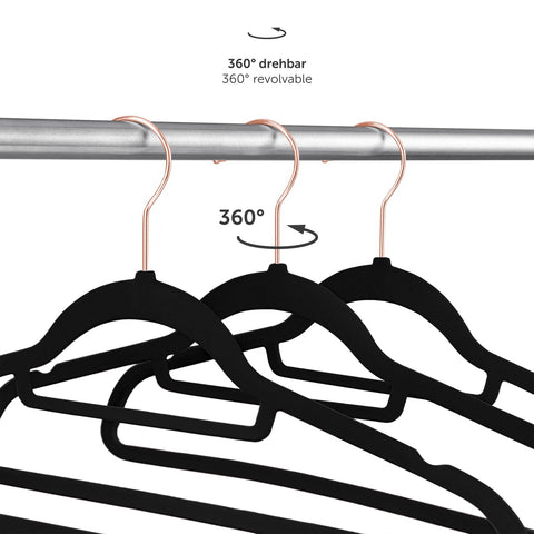 Blumtal Velvet Clothes Hangers 30 Pack – Non-Slip, Space-Saving, Heavy-Duty Hangers with 360° Swivel Hook – Rosegold/Black