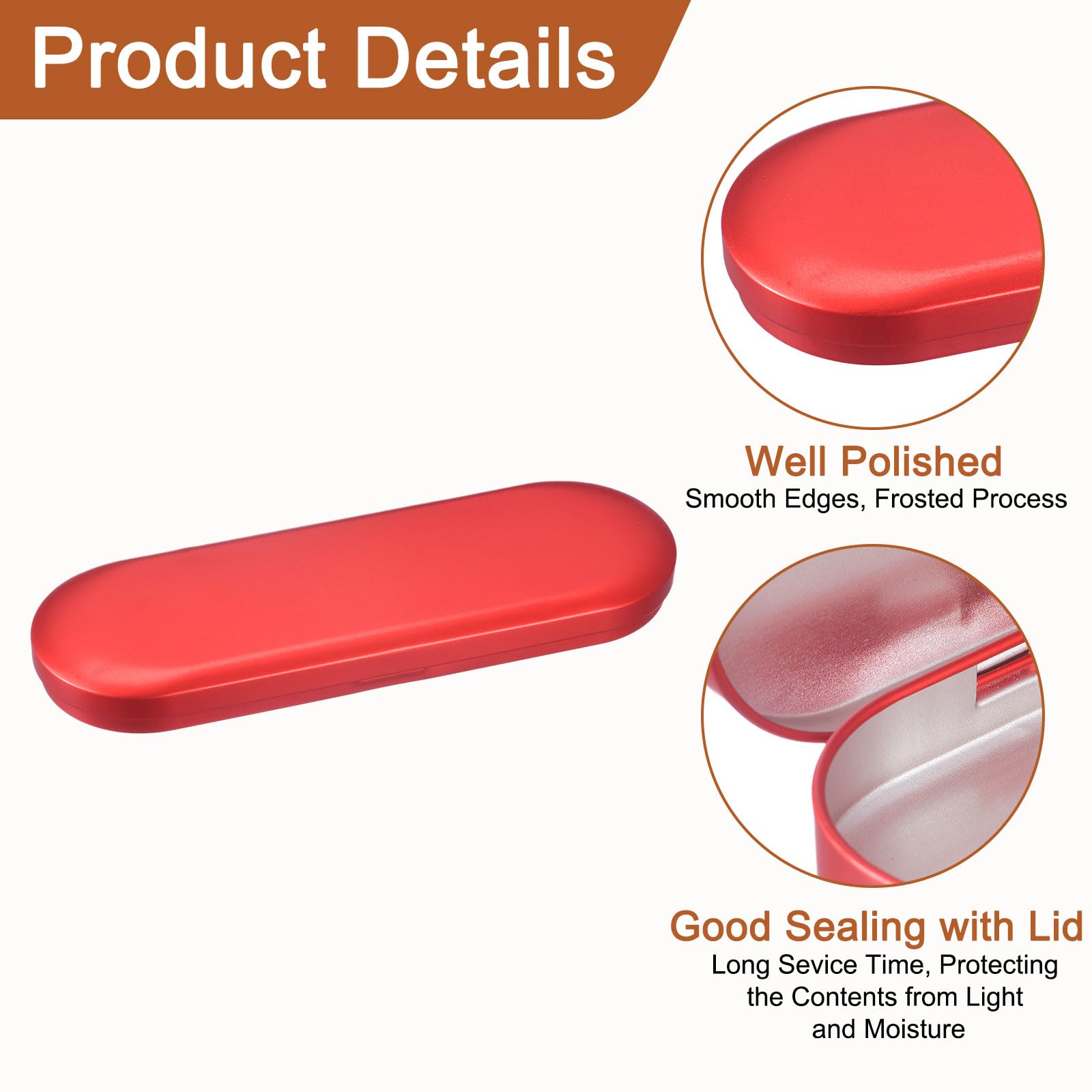 sourcing map 1 Pcs Metal Tin Box Container, 6.9x2.4x0.7 Inch Oval Empty Hinged Lid Box Mini Portable Storage Containers for Candy Drawing Pin Crafts