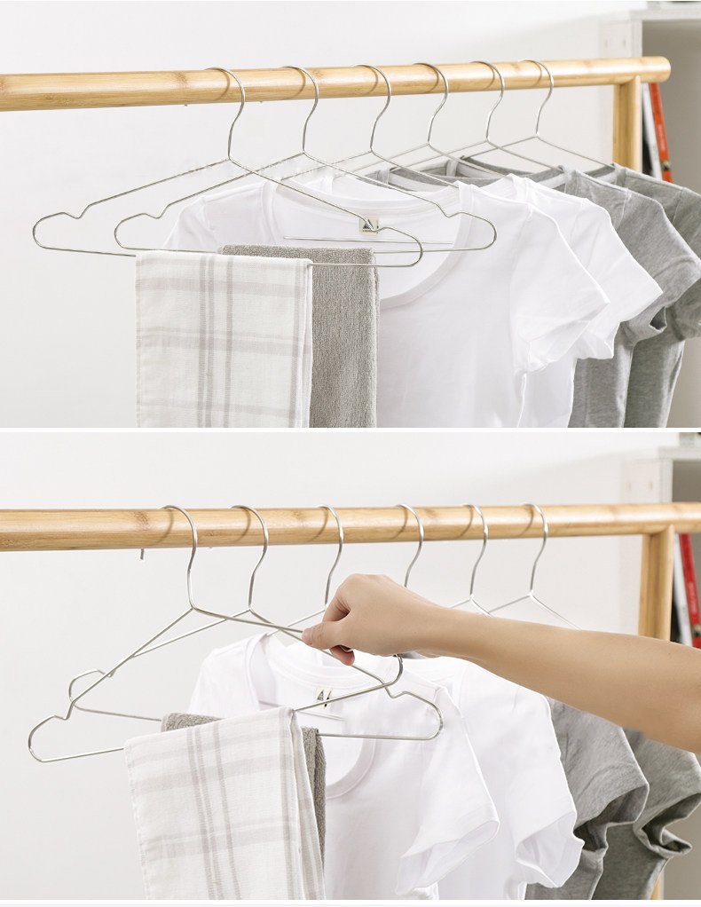 ETAOLINE 10 Pack Stainless Steel Heavy Duty Wire Clothes Hangers Silver