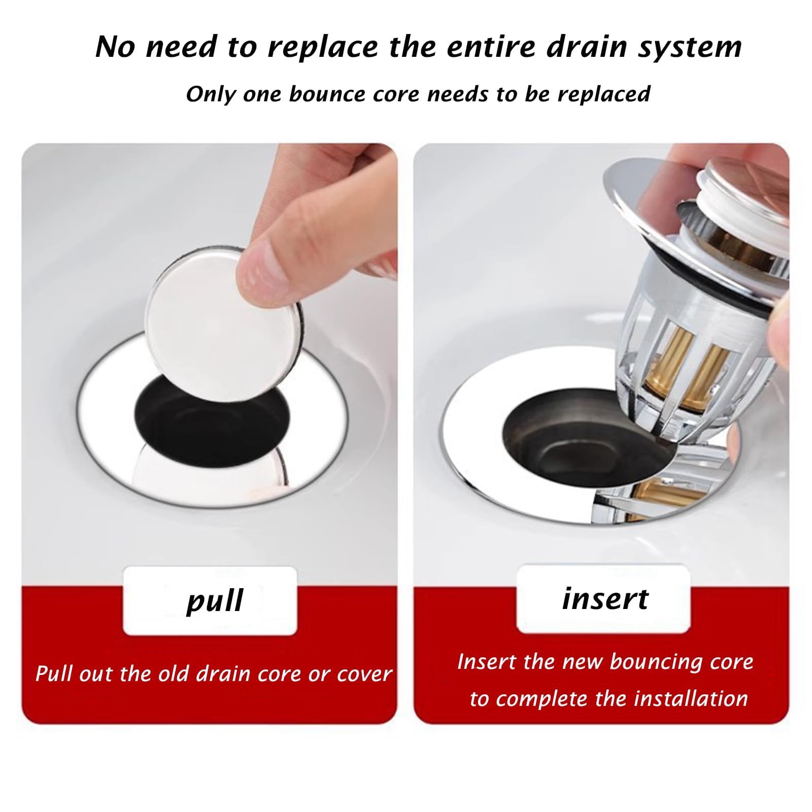 Basin Plug, Easy To Use Sink Plug Replacement, Good Sealing Performance Bullet style Sink Plug Replacement, Suitable For Kitchen And Bathroom, Bath