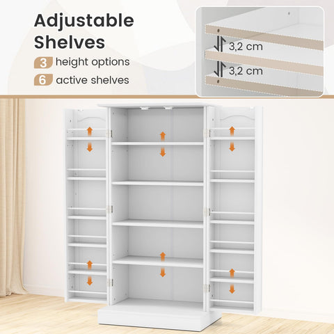 GiantexUK Kitchen Cupboard, Wooden Buffet Pantry Cabinet with 17 Shelves and 2 Doors, Multifunctional Storage Organizer for Living Room Dinning Room