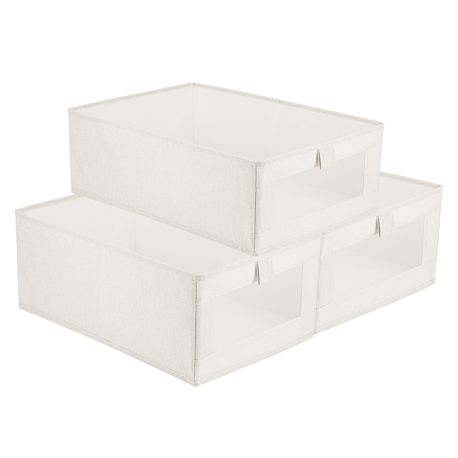 Hejo 3 Pcs Fabric Storage Boxes with Transparent Window, 40×27×17cm